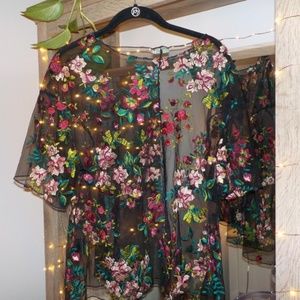 URBAN OUTFITTERS 🌊 Black Sheer Floral Top
